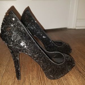 Brand New Sequin Black Heels